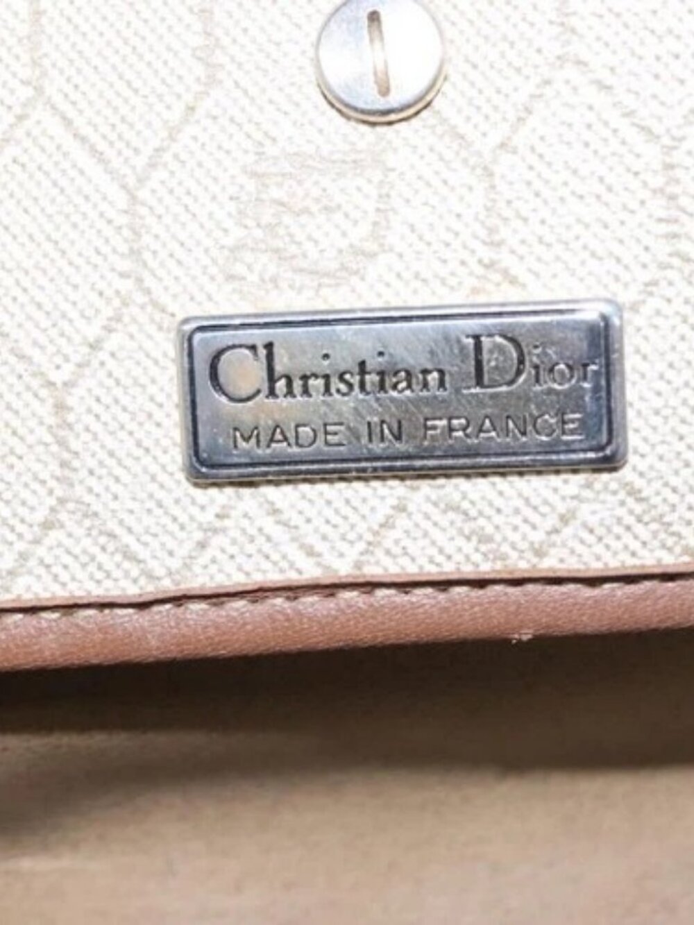 Christian Dior Honeycomb Canvas Shoulder Bag PVC Leather Beige Auth bs23056 - Picture 12 of 15